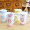 A cup of ice cream waves With cover with a scoop of ceramic cup Creative glass Milk cup mug
