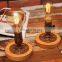 Distressed Vintage Table Light Round Wood Base Reading Table Lamp with Knob Switch