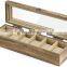 Watch Box Case Organizer Display for Men Women 6 Slots Wood Box with Glass Top