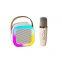 Hot Selling Mini Portable Karaoke Speaker With Wireless Microphone LED Light Karaoke Player K12