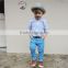 2015 New baby clothes collection top and jean suspenders 2pcs boy outfits set