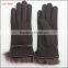 ladies winter warm brown woolen hand gloves with fur