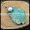 LFD-0035P ~ Wholesale Druzy Turquoise Slice Stone with Pearl Pave Rhinestone Charms Pendants For Necklace