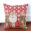 PLUS Creative Fashion Cotton Linen Square Decorative Throw Pillow Cover Colored Drawing Red Base Reindeer