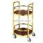 round two two layer Titanium Luxury hotel wine liquor trolley service cart for restaurant or hotel