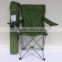 Portable green folding camping chair with cup holder & carry bag