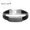 Jewelry wholesale 316L stainless steel super special mens black leather cuff bracelet