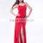 Professional printed mature women black long style evening dress online shopping