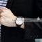 Luxury Stainless Steel White Orange Round Dial Black Case Leather Strap Quartz Men Watch