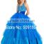 Blue Crystal Beaded Floor Length Custom Made Vestidos Girl Dress for Wedding Ball Gown FG024 ball gown girl dresses blue