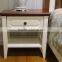 FUTURE Korea's rural style solid wood white bed with fabric for bedroom furniture design