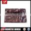 12pcs 100% Synthetic Hair Brown Wood Handle Travelling Cosmetic Brush Set With Heart Shaped Pouch