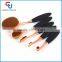 5Pcs Rose Gold Pro Beauty Toothbrush Shaped Oval Cream Puff Makeup Brush With Window Box