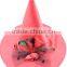Halloween party red witch hat with flower and feather