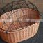 Wicker Bicycle Pet Travaler Carrier B asket Front Bike with Wire Lid