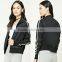 Wholesale Track Jackets Mock Neck Long Sleeve Contrast Stripe Ribbed Trim Running Sports Varsity Jacket Black Varsity Jacket