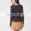 2017 Round neck black long sleeve transparent ladies lace tops