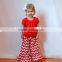 Boutique Remake Children Christmas Clothes Plain Red Top And Red Chevron Pants Set Girl Christmas Costumes