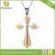 Double Cross with Gold Gothic Top Cross Stainless Steel Pendant