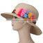 Solid Flower Wide Brim Cloche Fedora Bowler Straw Hat Summer Beach Cap