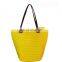 White Button Design Handle Simple Straw Beach Bag