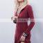 Cotton Spandex Knitted Tight Slim Red Long Sleeve Evening Dresses Woman Night Dress NT6774