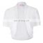 Belle Poque Women Short Sleeve Pleated Sides Cotton White Bridal Shrug Bolero Jacket BP000215-2
