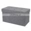 RTS Faux Linen Folding Foot Stool Living Room Furniture Rectangle Storage Bench Sitting with Buttons
