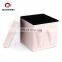 Customized High quality double folding upholstered square ottoman storage with pocket for living room