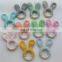 Safe Kawaii Bunny Ear Ring Cotton Yarn Hand Crochet Rattle Teether Toy