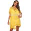 Solid color V-neck hand hook stitching sexy hollow loose beach bikini blouse skirt dress