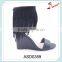 Fashionable party wear wedge woman tassel sandals cheap with back zipper