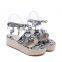 women latest fancy design high heel snake print lace up platform wedges sandals shoes ladies animal print wedge shoe (LAJWG0006)