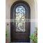 Patio exterior metal gate popular handmade grill design single leaf privacy frosted glass entrance wrought iron door