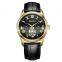 New Luxury Brand Custom Logo Genuine Leather Skeleton Automatic Watch Men Wrist Mechanical Watches