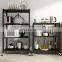 Folding Metal Storage Shelves Unit 5-Tier Foldable Freestanding Organizer Rack for Garage Kitchen Office No-Assembly