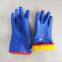 Anti slip oil acid resistant waterproof keep warm winter working blue pvc oil gloves industrial