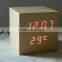 WL0923S Nature Wood Square Shape Touch Switch Digital Alarm Clock