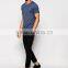 2016 Spring Short Sleeve Navy Tight Skinny Muscle Fit Longline Mens Curved Hem T-Shirt