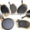 cast iron preseasoned fry pan, skillet set,sizzler plate with birch wood,frying pan with wooden base