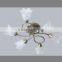 Latest Modern flower shape glass brushed nickle wrought iron Ceiling lamp ChandelierLed incandescent Coozen Factory