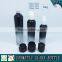 Black colored empty cosmetic packaging glass bottles and jars