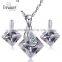 Body jewelry geometric zircon copper link chain necklace and earring jewelry set for braide