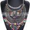 Fashion Jewelry vintage gunmetal with rhinestone and resin fringe bib statement necklace, 8 colors chunky necklace