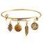 European style expandable wire adjustable bangle decorated with various charms