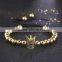 Fashion Luxury 18K Genuine Gold Plated Crystal Beaded Micro Pave Braiding Macrame Crown Men Bracelets Valentine's Gift