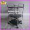 Home furniture indoor&outdoor used 3 layers 4 wheels metal iron tube kitchen trolley cart