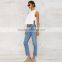 Plain dye short front long back crop top for women