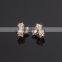 2015 Fashionable cz diamond stud silver earrings by gold plating for girls designs wholesale in china