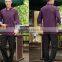 Fashion stand Collar Long Sleeve Waiter and waitress dark purple shirt and black pant for Cafe Hotel Bar Uniform